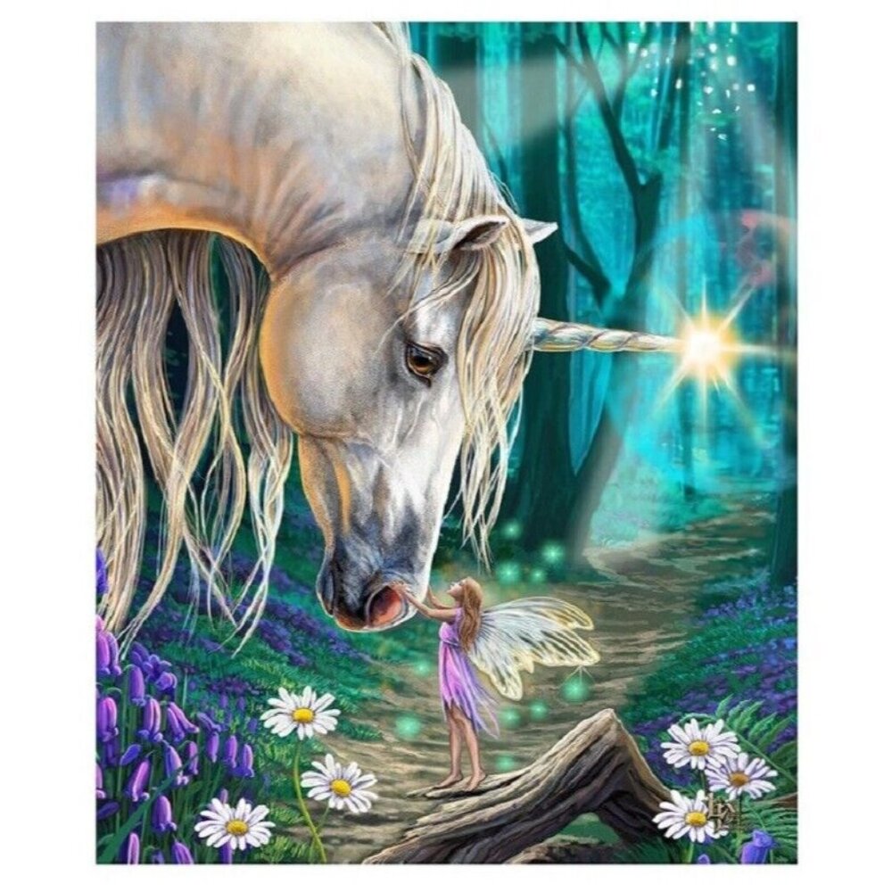 New Unicorn and Fairy Plush Fleece Throw Gift Blanket Mystical Horn Glow Magical
